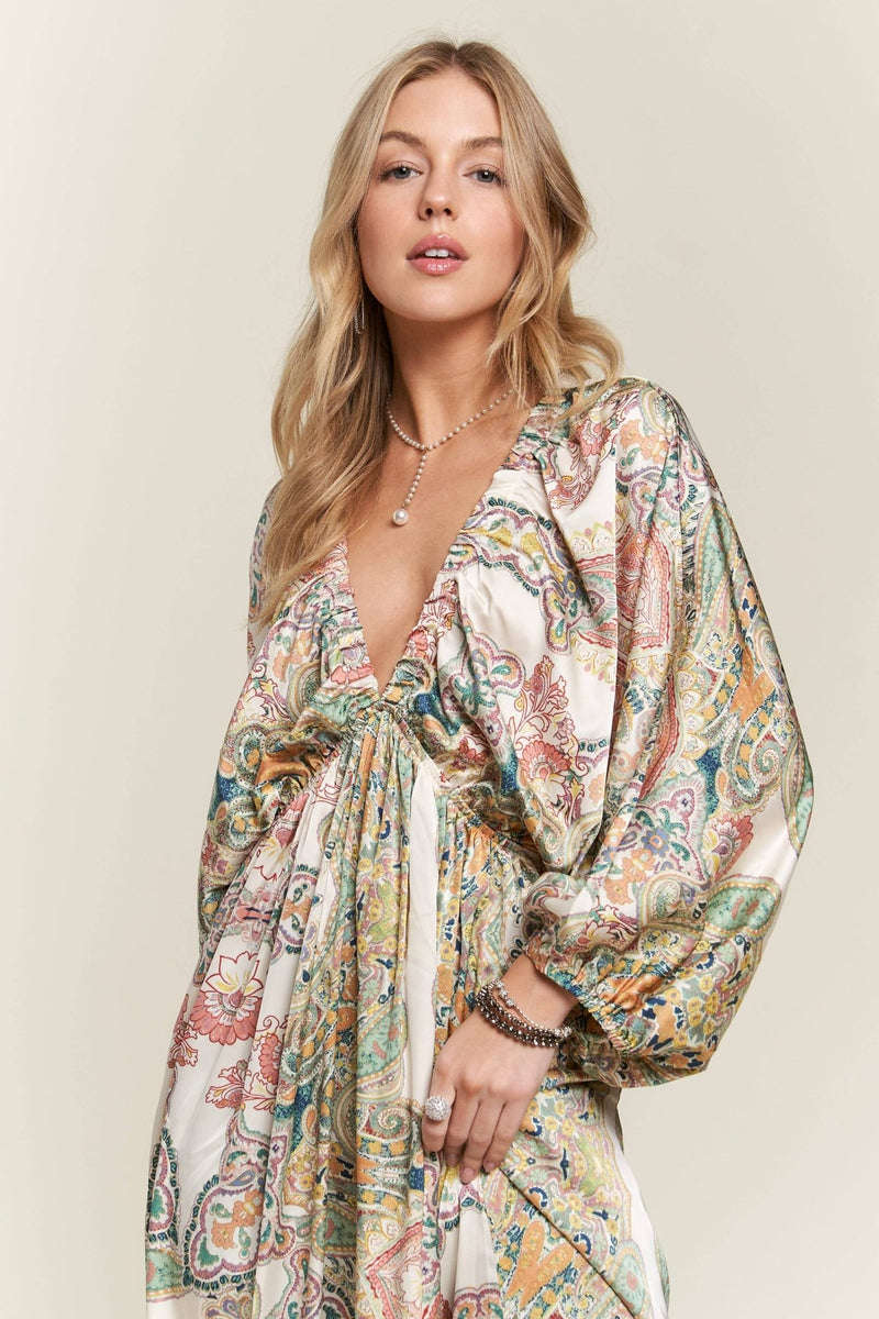 blue dress for baby girl Buy BATWING SLEEVE BOHO PAISLEY DRESS Online