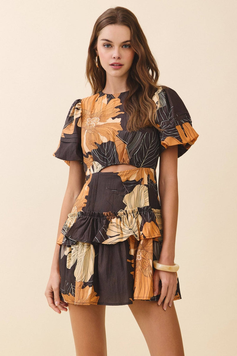 fitted floral mini dress AKIRA Selene Floral Mini Dress
