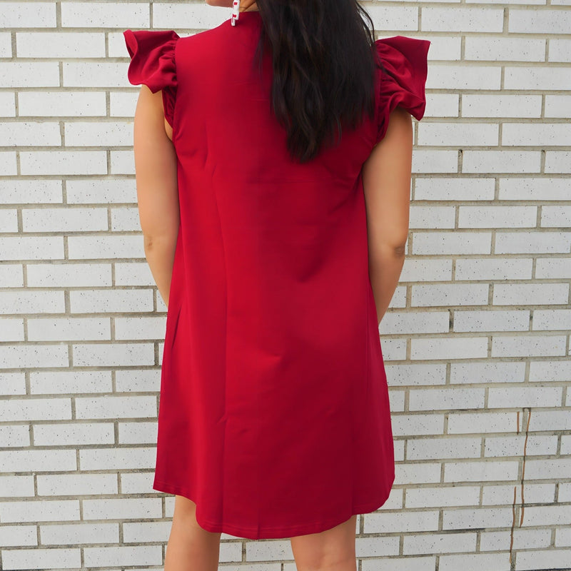 CRIMSON AND SILVER SHIFT DRESS CRIMSON AND SILVER SHIFT DRESS