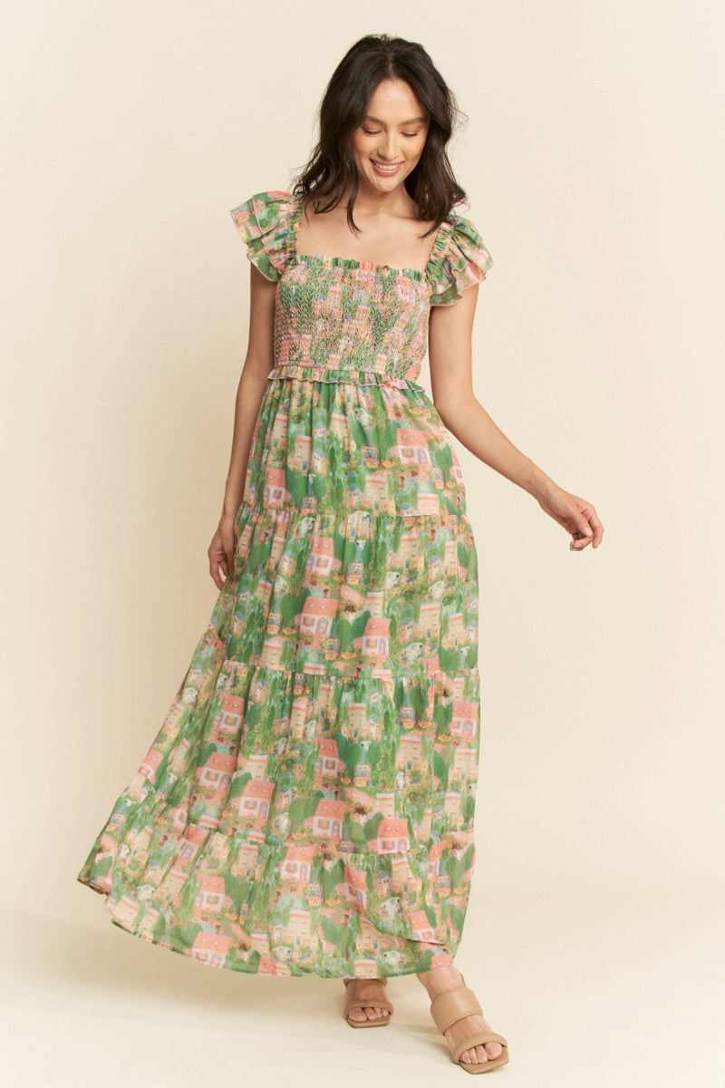 davi and dani maxi dress Davi & Dani Crochet Bodice Maxi Dress in White L