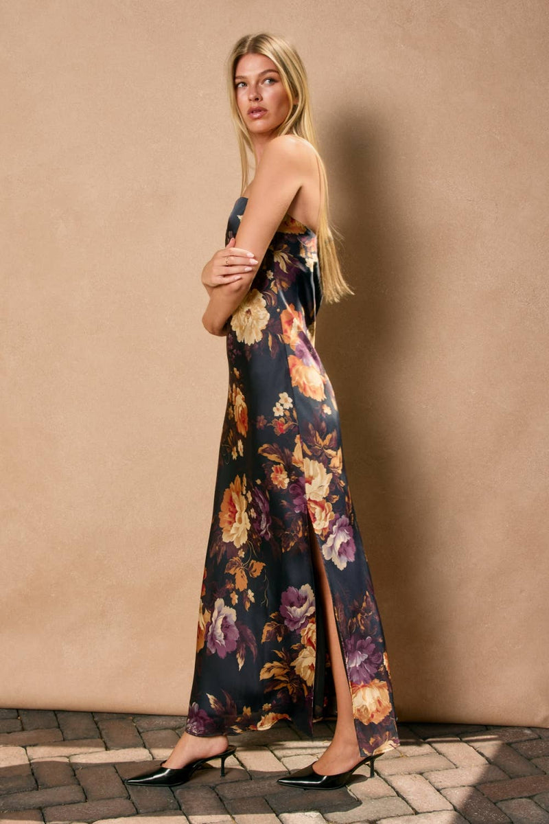 Genevieve Hidden Haven Strapless Bias Cut Maxi Dress M