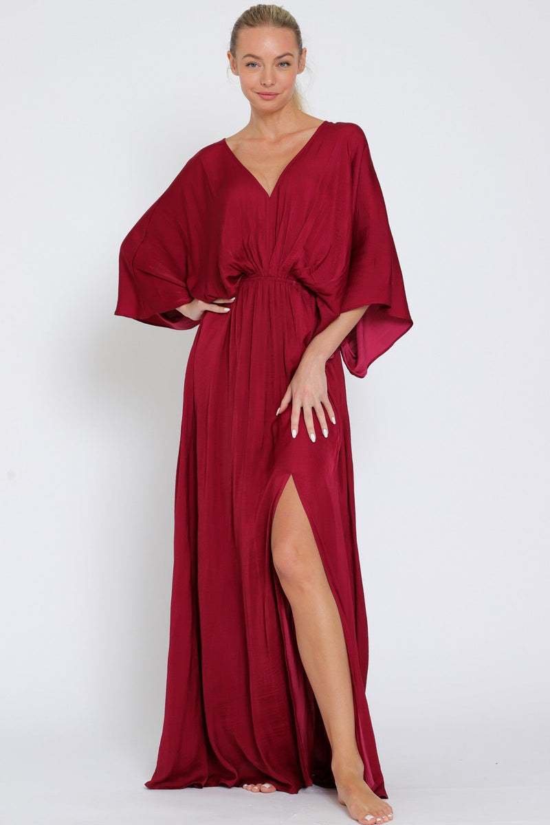 kimono sleeve dress maxi Buy Kimono Sleeve Tie Back Neck Elastic Maxi Dress Online