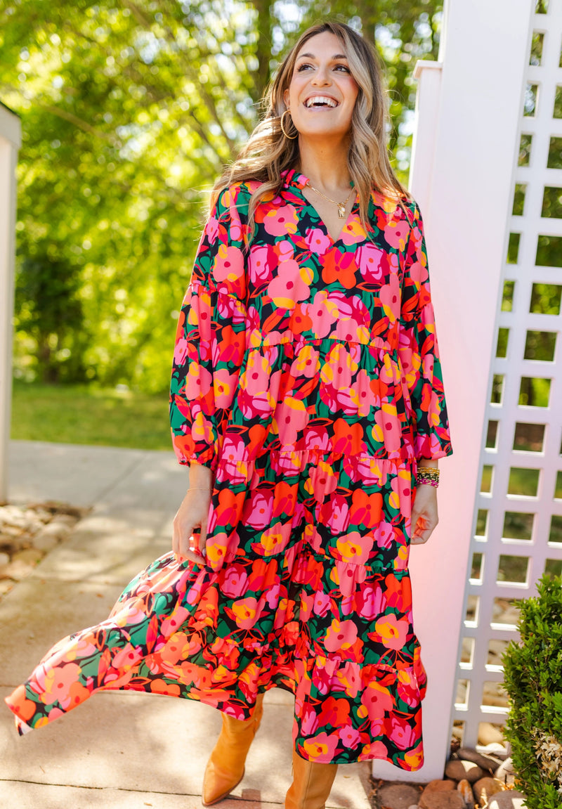 christina floral maxi dress Christina Dress Make Me Blush Pink