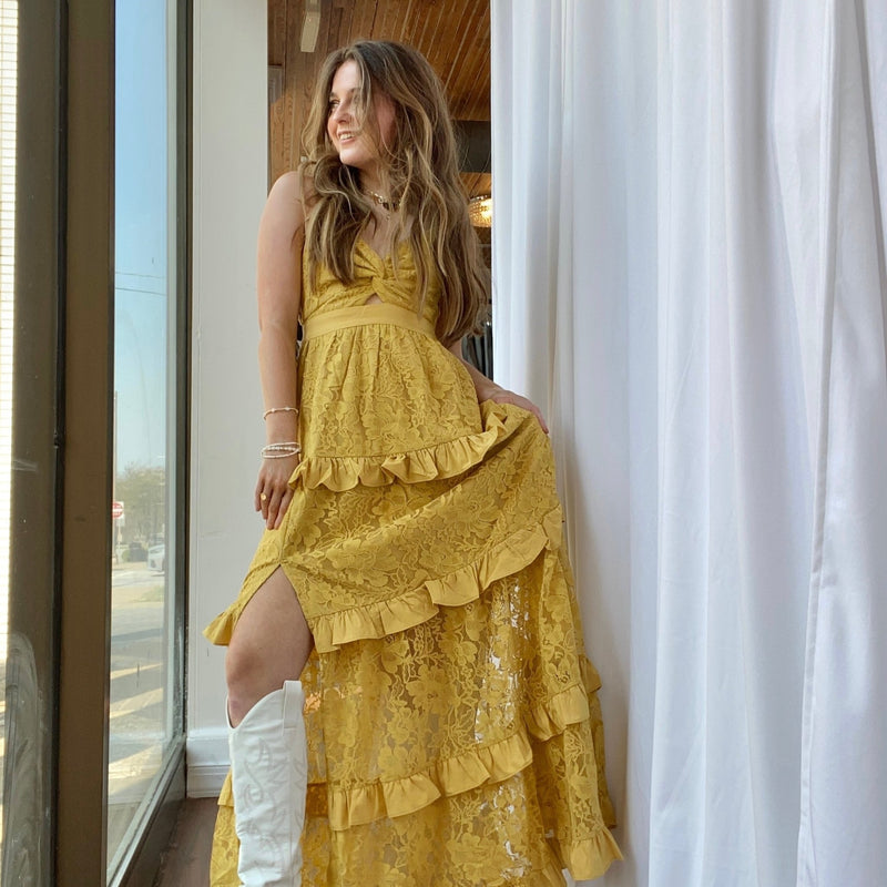 green emerald velvet dress Buy Mustard Gold Laced Ruffled Tiered Maxi Dress with Adjustable Straps  Online