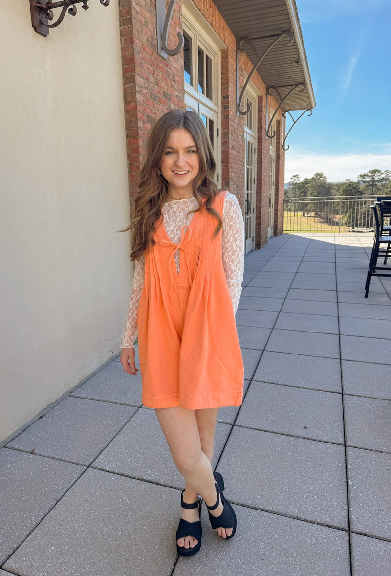 white christmas dresses Born This Way Ruffle Denim Dress in Coral Red Coral Red / L main image 0
