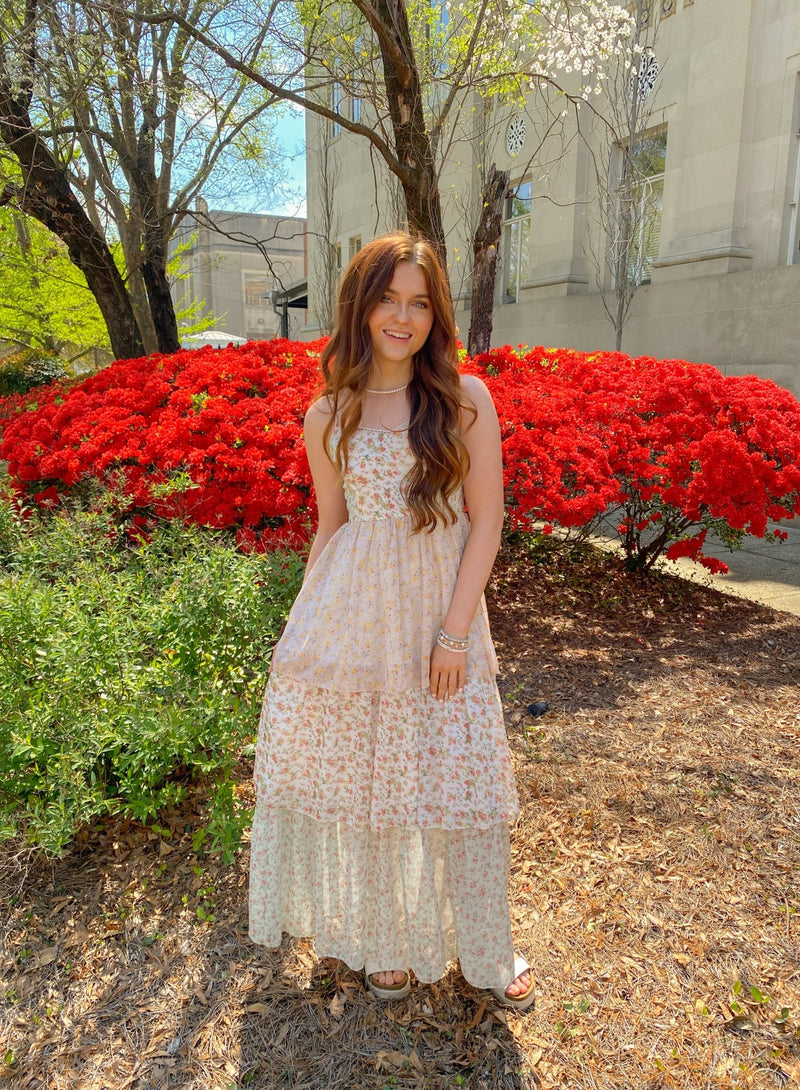 floral maxi dress pastel Tiered Sundress with Adjustable Straps Large tween resort clothing Size:Adult | 42|R Salute Linen Button-Down Long and made for your