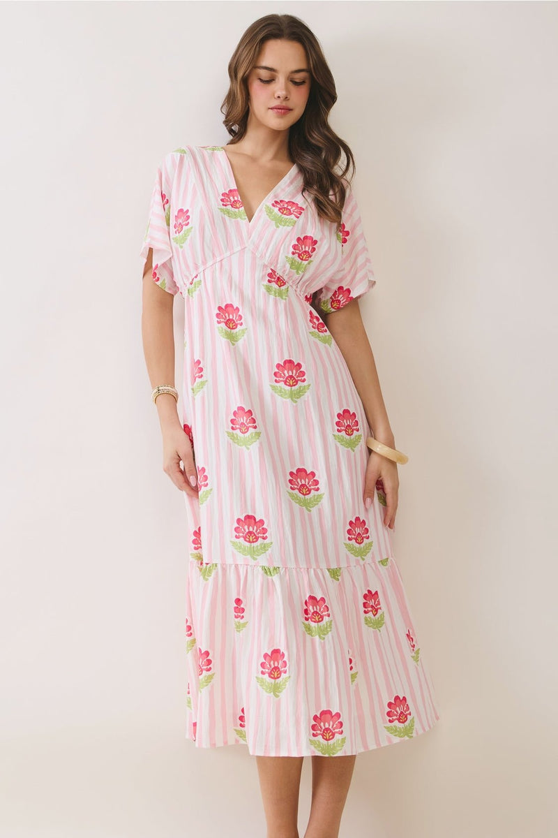 pink striped dress vertical Ladies Dresses Maxi Dress Pink Vertical Striped Dress Faye Cotton Maxi Dress-Sorbet  Pink, Seersucker Stripe Boden EU
