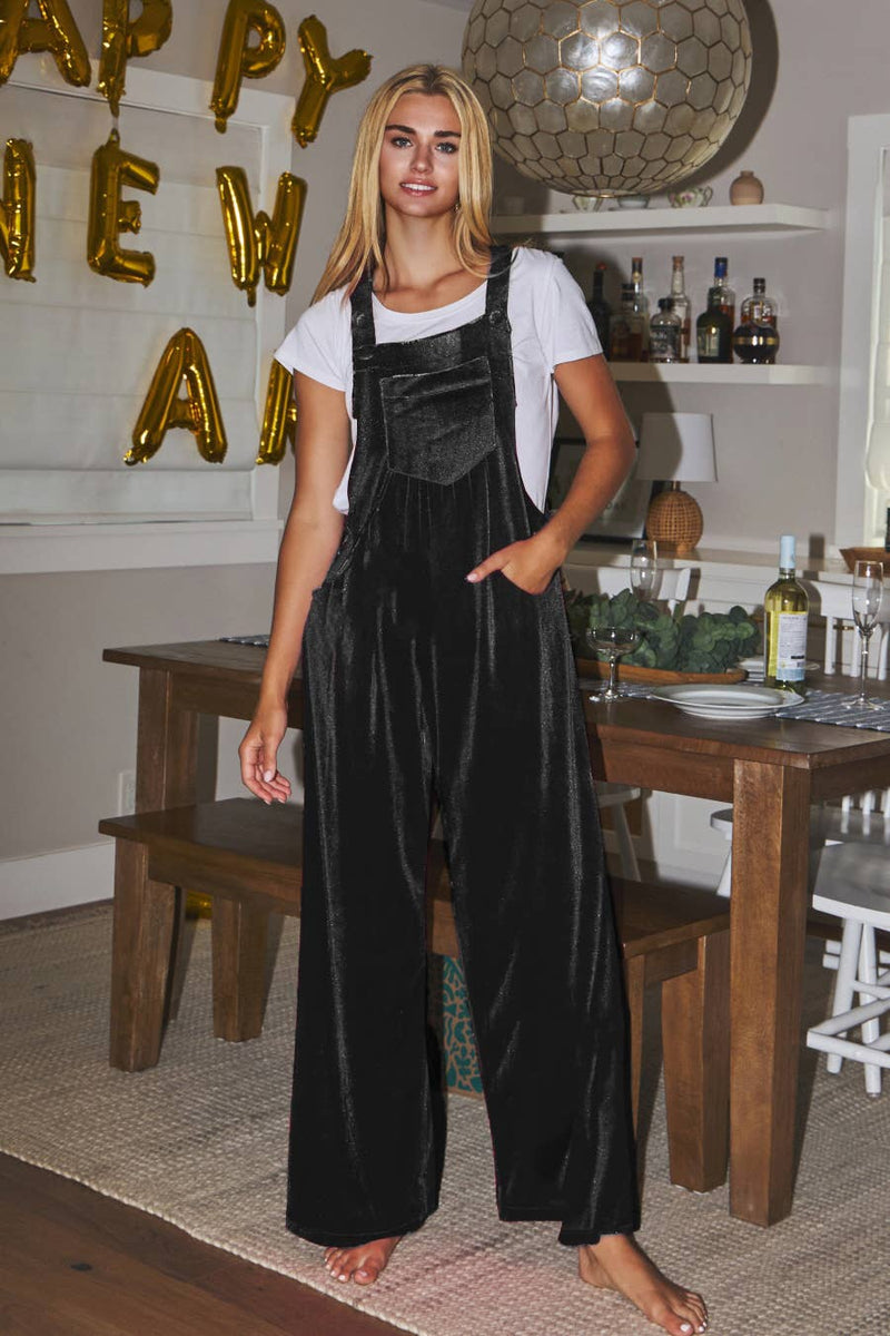PLUS Velvet Front Shirring Jumpsuit