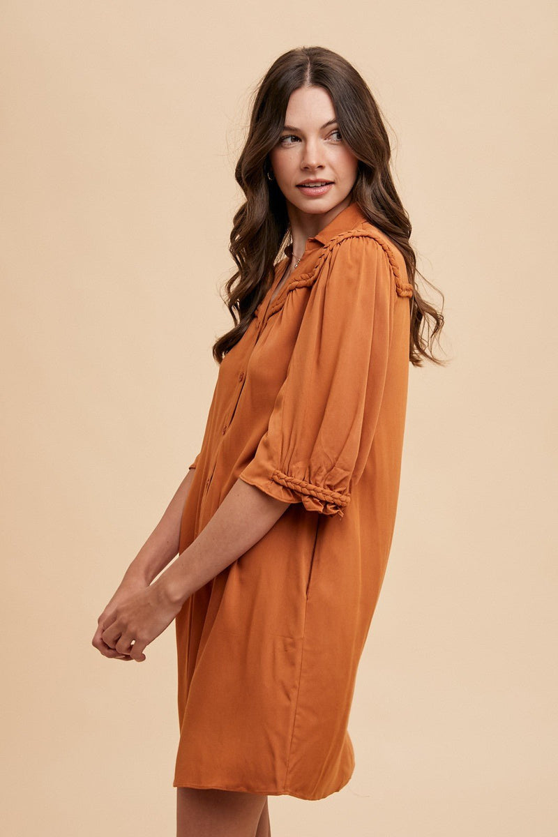 pumpkin mini dress Dark Pumpkin Spice Plaid Smocked Mini Dress