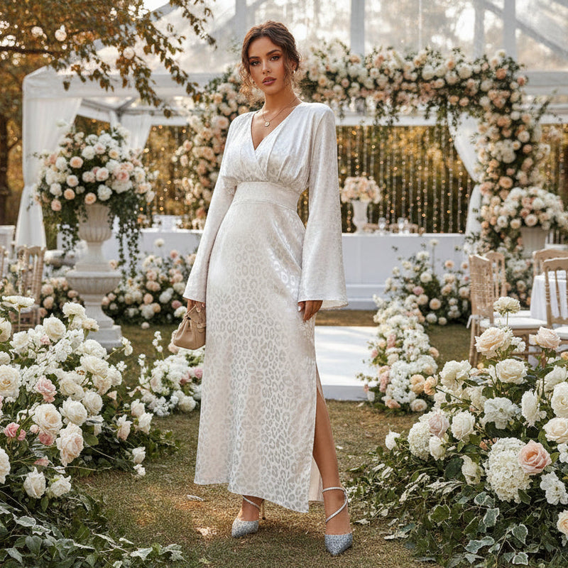 White Leopard Embossed Maxi Dress Small White Leopard Embossed Maxi Dress Small
