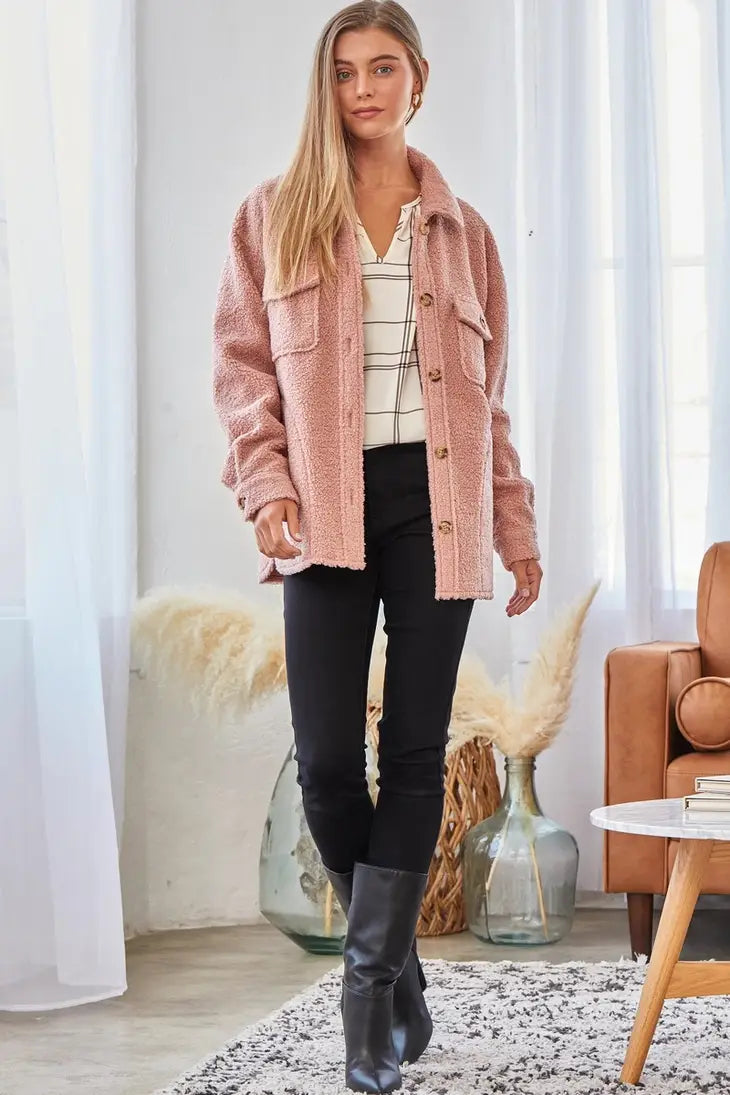 MAUVE SHEARLING SHACKET-Sissy Boutique-Sissy Boutique