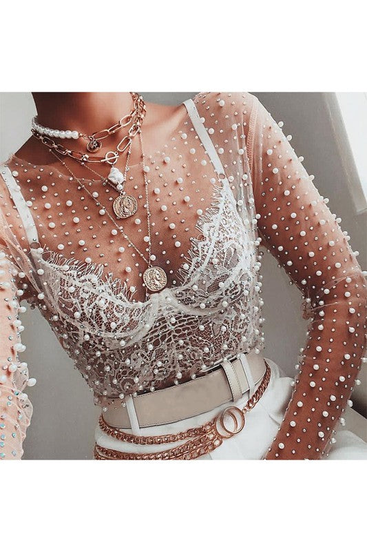 Every Detail Mesh Pearl Top White / Large