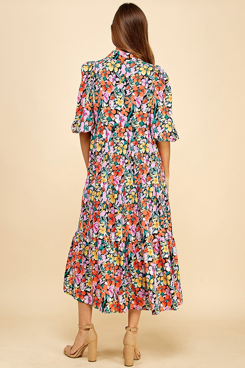 Indlejre Styre Mellem Buy Floral Printed Button Up Midi Dress Online | Sissy Boutique