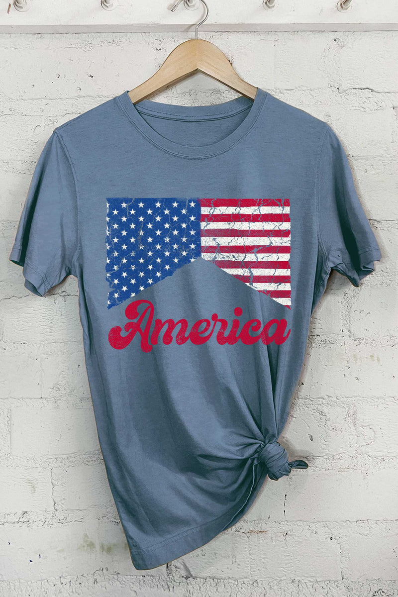 AMERICA FLAG BLUE GRAPHIC T-SHIRTS-Rustee Clothing-Sissy Boutique