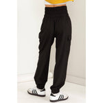 BLACK HIGH WAISTED PAPERBAG JOGGERS CARGO PANTS-HYFVE-Sissy Boutique