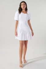 SHAPE OF YOU ASYMMETRICAL POPLIN WHITE MINI DRESS-Sugarlips-Sissy Boutique