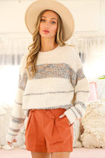 IVORY TWEED COLOR BLOCK SWEATER-Vine & Love-Sissy Boutique