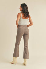 TAUPE CROPPED KICK FLARES-JUST BLACK DENIM-Sissy Boutique