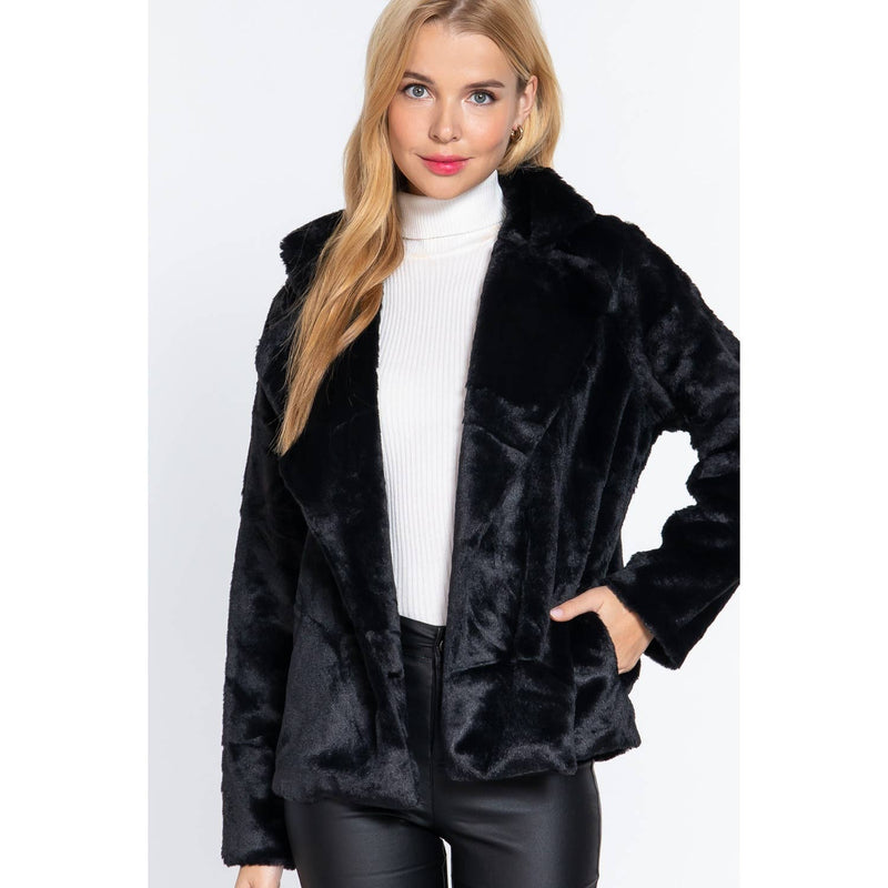 Black Faux Fur Blazer/Jacket Sissy Boutique