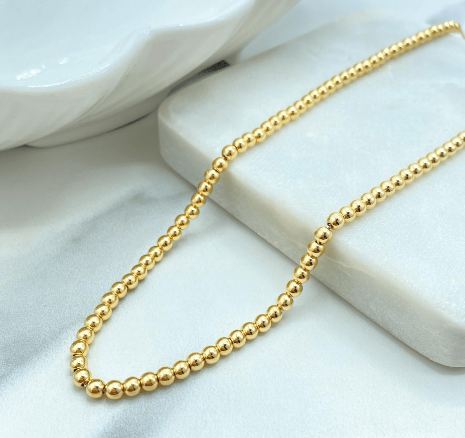 14k Gold-Filled 4MM Gold Beaded Necklace | The Boutique Bar