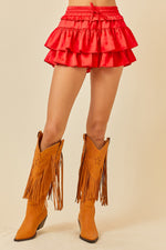 RED RUFFLED TIERED SKORT-Sissy Boutique-Sissy Boutique