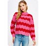 Red And Pink Striped Color Block Sweater Sissy Boutique