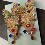 GOLD & DIAMOND REINDEER EARRINGS-Sissy Boutique-Sissy Boutique