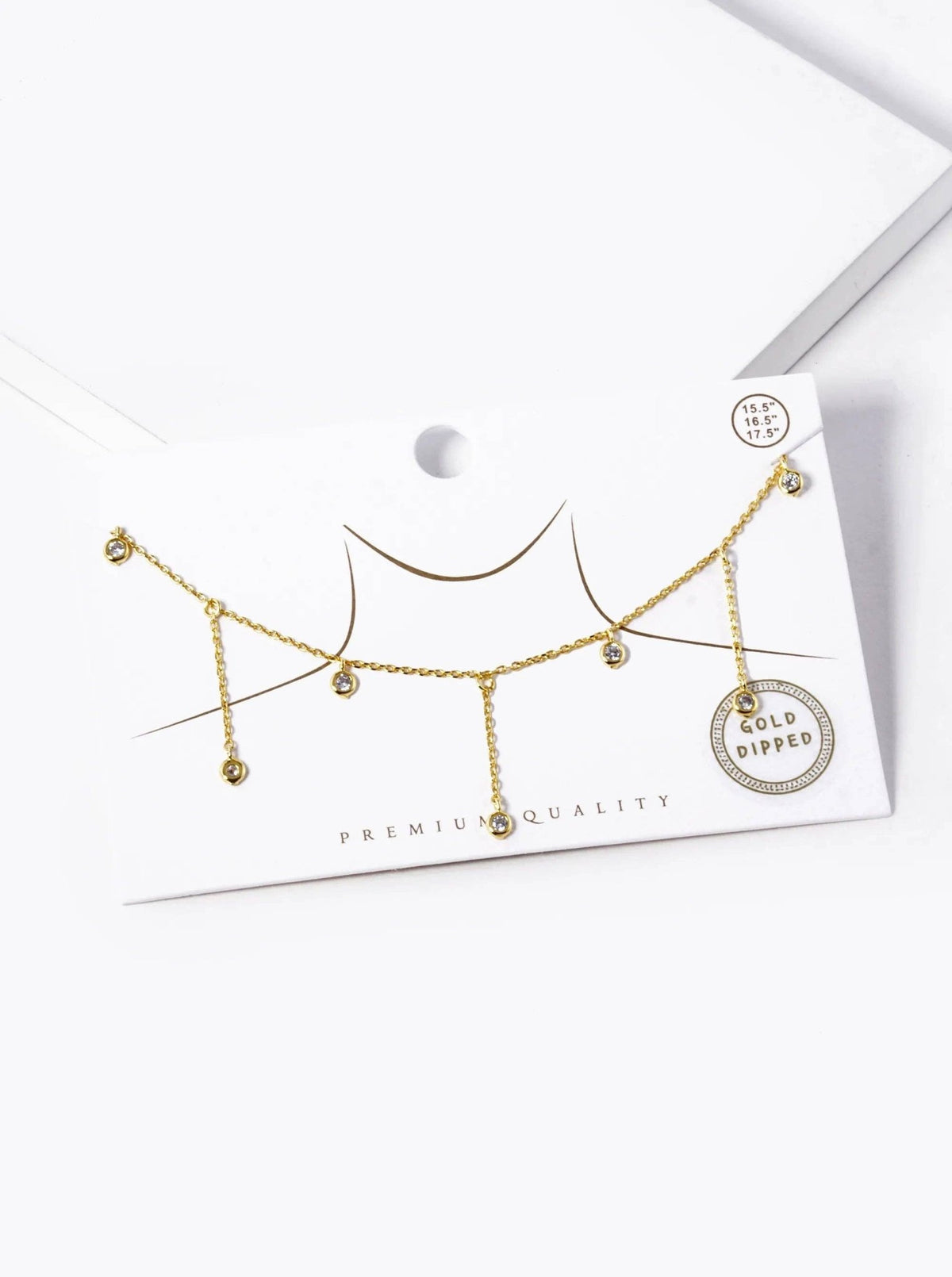 18K Gold Dipped Cubic Zirconia Chain Drop Delicate Necklace | Wild Honey