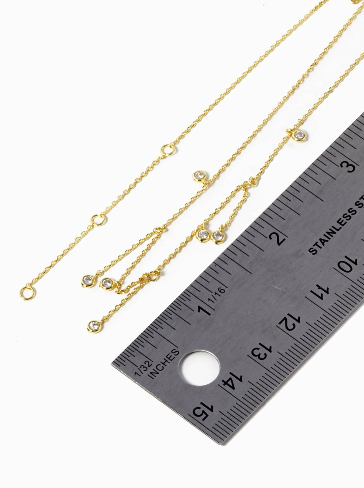 18K Gold Dipped Cubic Zirconia Chain Drop Delicate Necklace | Wild Honey