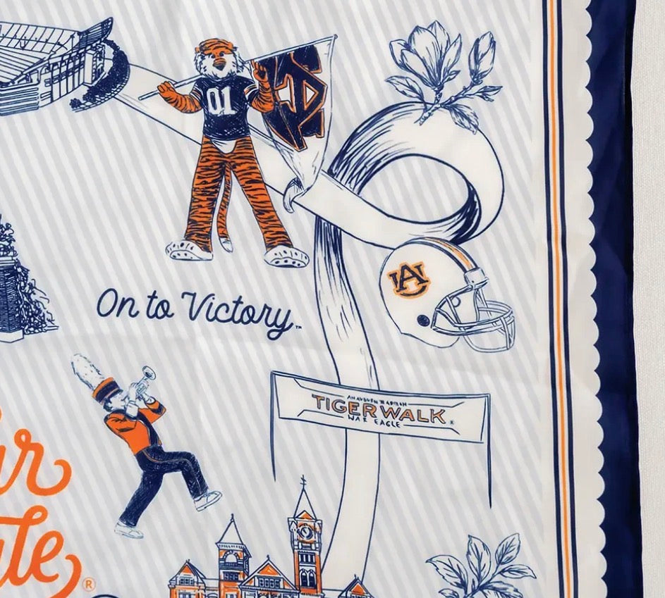 Auburn University Striped Silk Scarf | Gracefully Made Art