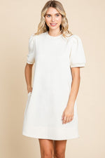 Ivory Short Sleeve Textured Dress