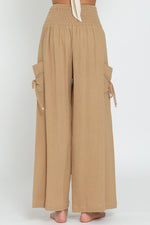 Camel Pants with Smocked Waistband and Side Pockets Sissy Boutique