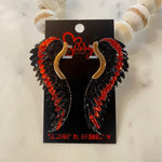 RED AND BLACK GLITTER FULL ANGEL WING EARRINGS-Sissy Boutique-Sissy Boutique