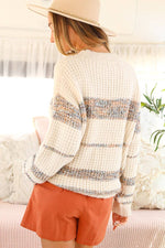 Ivory Tweed Color Block Sweater Vine & Love