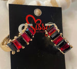 RED AND BLACK BAGUETTE GLASS HOOPS-Sissy Boutique-Sissy Boutique