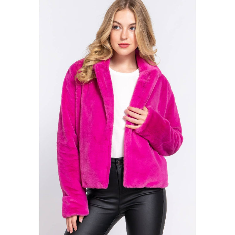 Hot Pink Faux Fur Blazer/Jacket Sissy Boutique