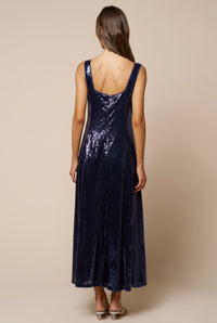 Navy Sequined Fit & Flare Maxi Dress | Lalavon