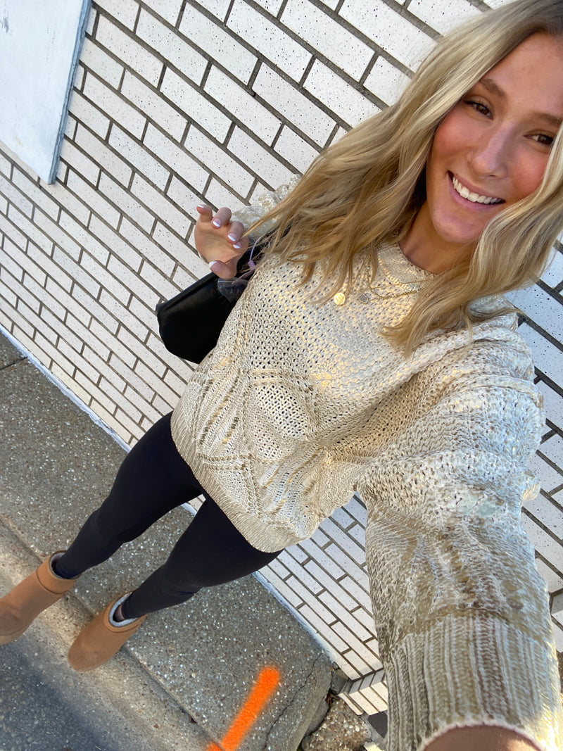 GOLD FOIL METALLIC SWEATER-Sissy Boutique-Sissy Boutique