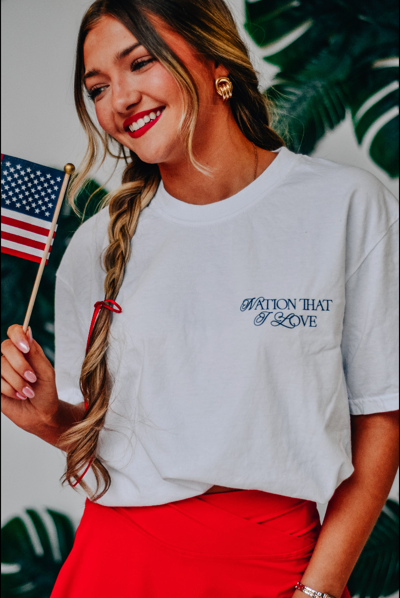 AMERICA THE BOWTIFUL NATION THAT I LOVE GRAPHIC TEE-Southern Bliss Co.-Sissy Boutique