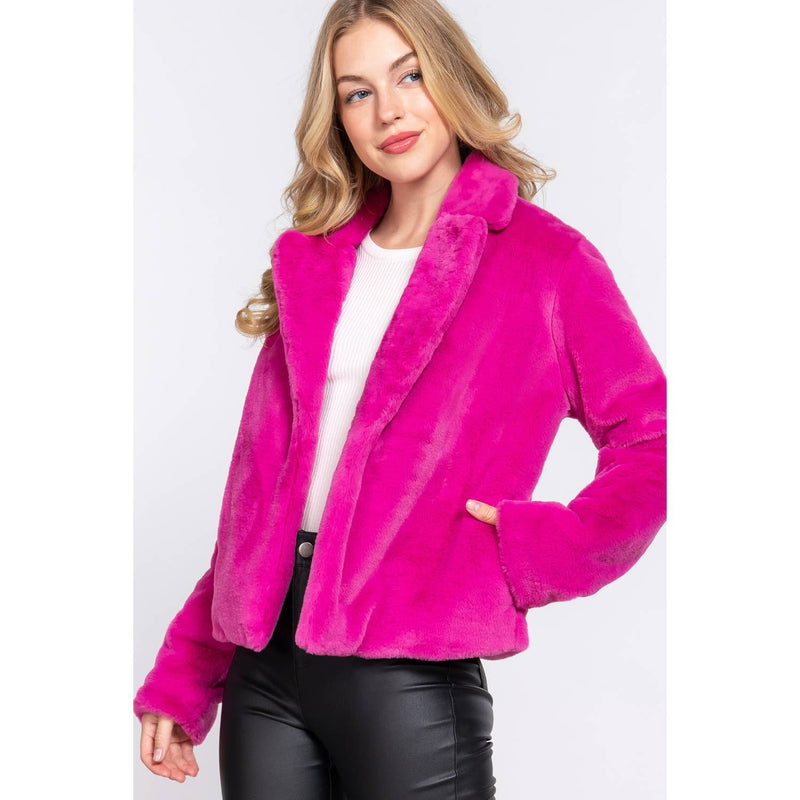 Hot Pink Faux Fur Blazer/Jacket Sissy Boutique