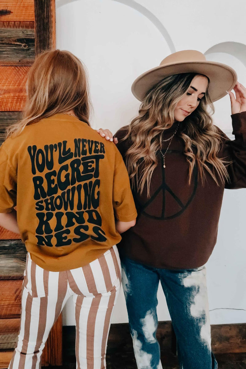Never Regret Showing Kindness Mustard Graphic Tee Sissy Boutique