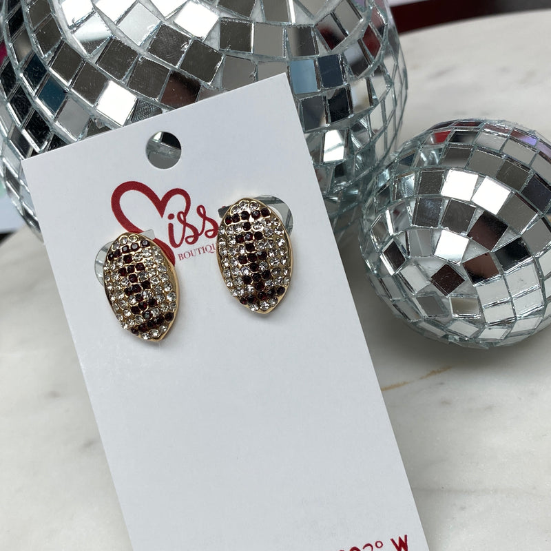 BURGUNDY AND CLEAR DIAMOND FOOTBALL STUDS-Sissy Boutique-Sissy Boutique