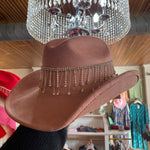 MAUVE COWBOY HAT WITH SILVER DIAMOND DETAILING-Sissy Boutique-Sissy Boutique