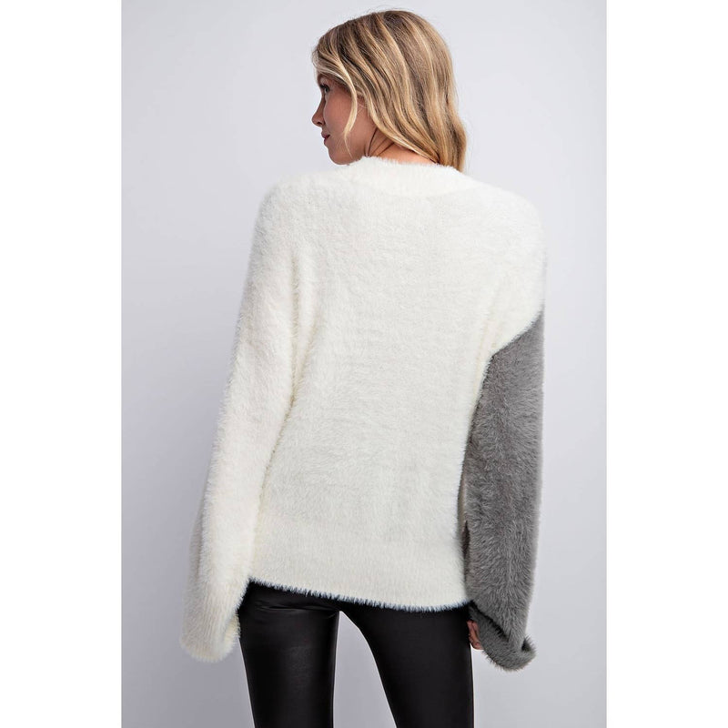 COLOR BLOCK MOCK NECK LONG SLEEVE SWEATER-BNS-Sissy Boutique