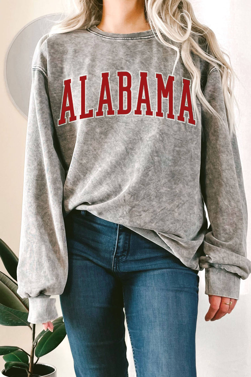 ALABAMA GREY PUFF PRINT MINERAL GRAPHIC TERRY SWEATSHIRT-Rustee Clothing-Sissy Boutique
