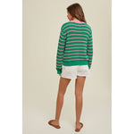 Green and Pink Striped "Beach Bum" Lightweight Sweater Wishlist Apparel