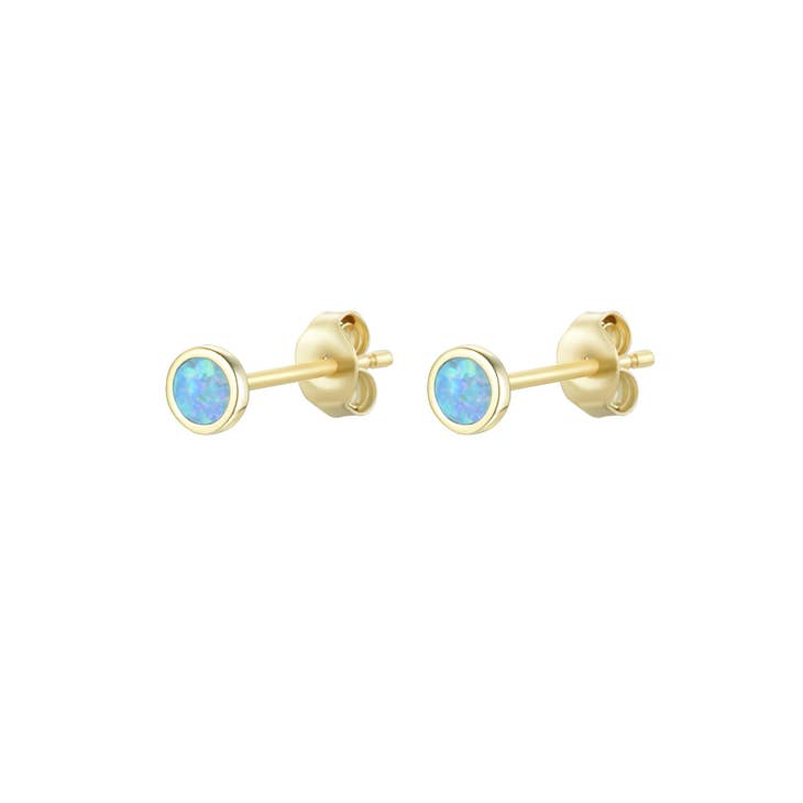 Mini Round Opal Stud Earrings|Kamaria Kamaria Jewelry