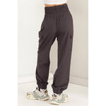 CHARCOAL HIGH WAISTED PAPERBAG JOGGERS CARGO PANTS HYFVE