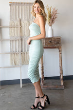 ONE SHOULDER SAGE GREEN FITTED DRESS-Sweet Adelyn-Sissy Boutique