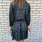 SIMPLY SOUTHERN PLAID GREEN AND BLACK DRESS WITH TIE-Sissy Boutique-Sissy Boutique